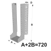 Grands sabots à ailes extérieures, gamme GLE ECONOMIQUE (développé 720mm, épaisseur 2.5mm, profondeur 90mm) - Réf. GLE720/2.5X