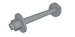 Tige filetée + deux écrous avec rondelles