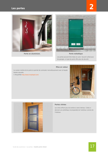 Extrait de la rubrique type de portes