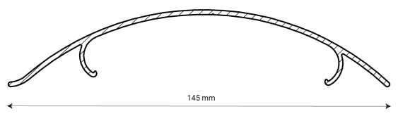 Illustration d’un schéma avec des dimensions indiquées, montrant un objet mesurant 145 mm de long.