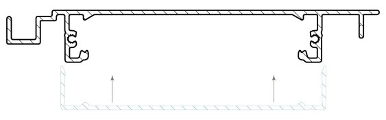 Dessin technique d’un profilé en coupe, illustrant ses dimensions et caractéristiques pour une application précise.